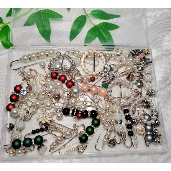 76 Pieces Pearl Brooch Pins Set, Scarf Ring Clips and Sweater Shawl Safety Pins - Picture 8 of 9